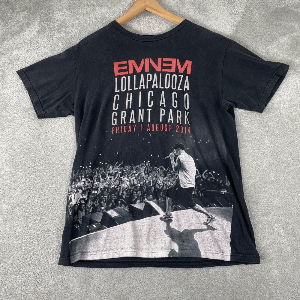 Eminem Lollapalooza 2014 Chicago Shirt Mens Medium Black Concert Tour Hip Hop